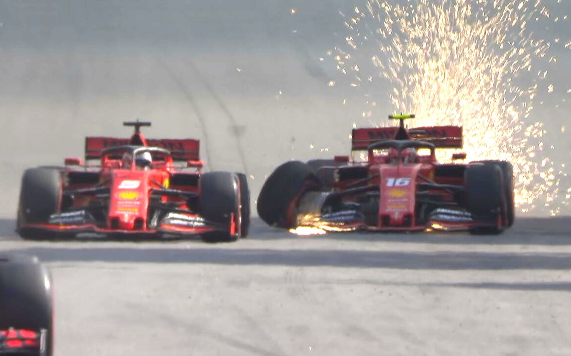 高能! F1法拉利队友互撞后对骂, 警告请把耳机声音提小
